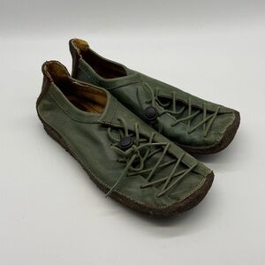 Groundhog Hog 52 Oxford Shoes Women's 39 Army Green Cinch Up Outdoor Hard Bottom